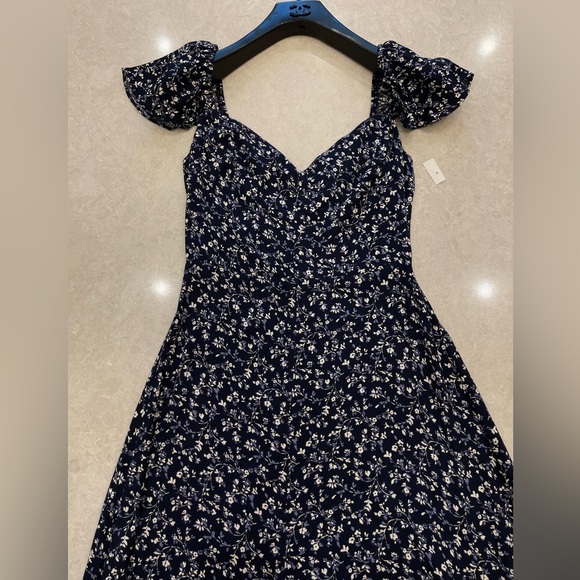 Reformation Baxley Floral Print Midi Dress In Blue Size 0 - Picture 2 of 14